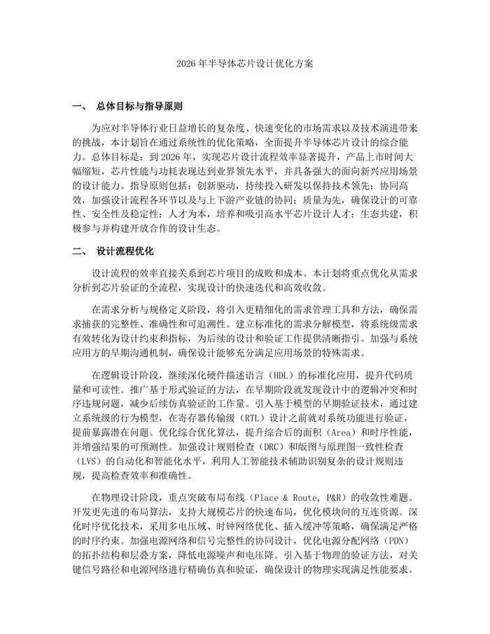 2026年半导体芯片设计优化方案：(docx+pdf)免费下载