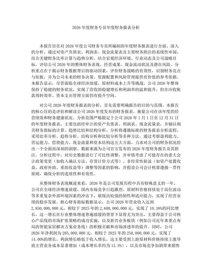 2026年度财务专员年度财务报表分析：(docx+pdf)免费下载