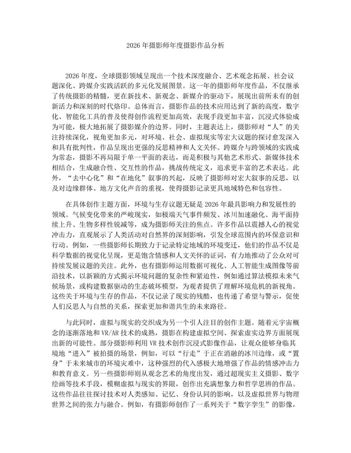 2026年摄影师年度摄影作品分析：(docx+pdf)免费下载