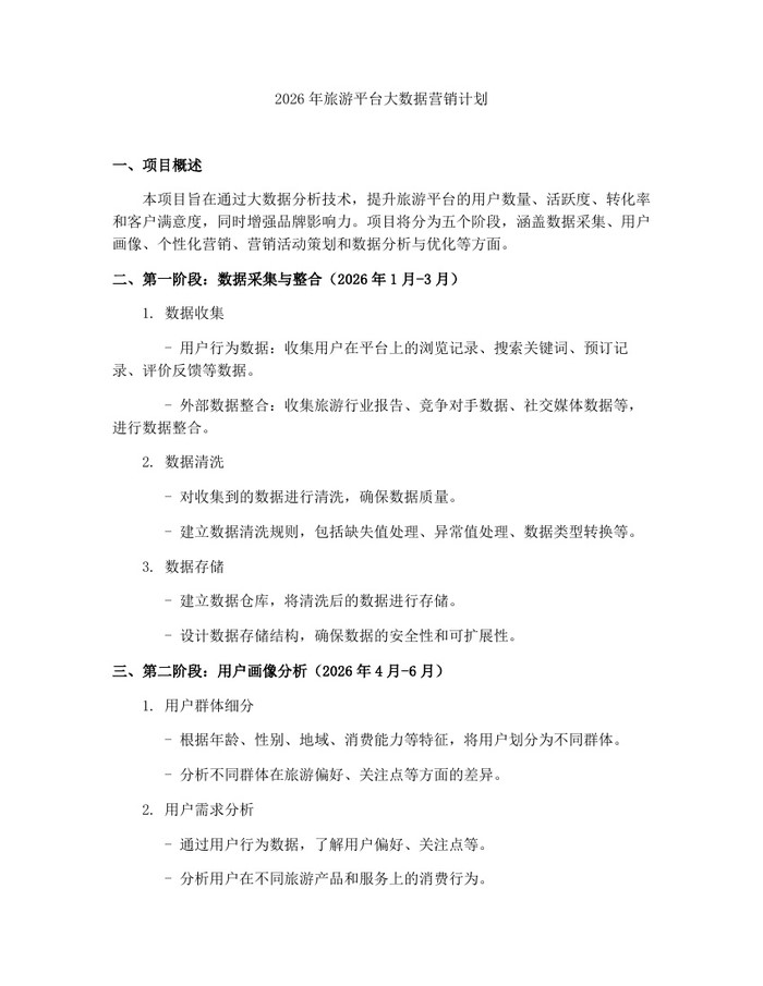 2026年旅游平台大数据营销计划：(docx+pdf)免费下载