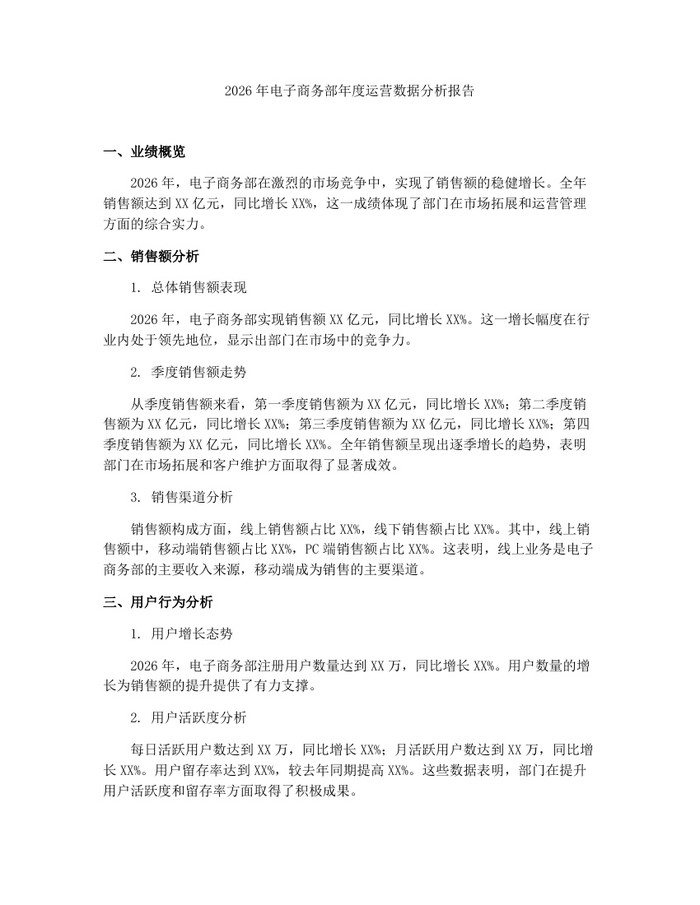 2026年电子商务部年度运营数据分析报告：(docx+pdf)免费下载