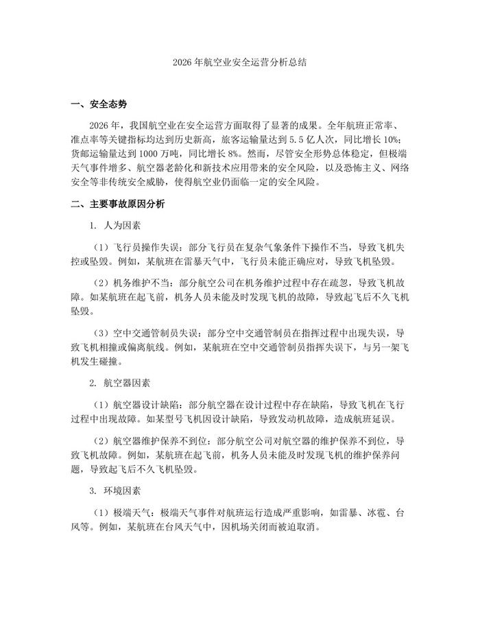2026年航空业安全运营分析总结:(docx+pdf)免费下载